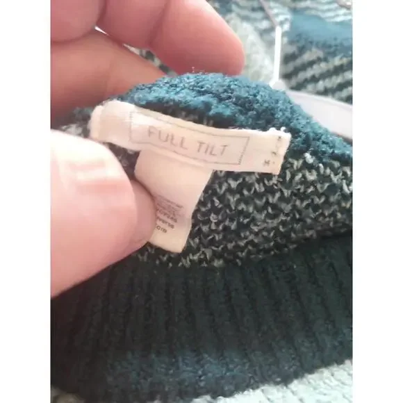 FULL TILT Wavy Checker Sweater Large Green  Y2K 90s Retro Size Medium - Picture 2 of 9